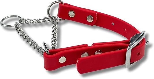 Martingale Collar for Dogs, Biothane, Stainless Steel Hardware, No Pull, Made in The USA, Professional Grade, Medium, Red