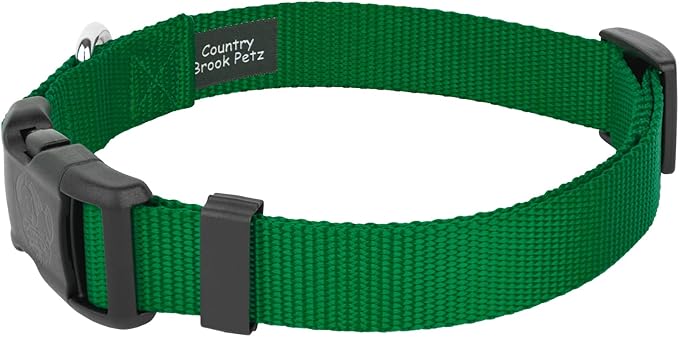 Country Brook Petz - American-Made Dog Collar for Large, Medium, and Small Dogs and Puppies - Deluxe Heavy Duty Nylon in 33 Dazzling Colors (Extra Large, 1 Inch Wide, Chritmas Green)