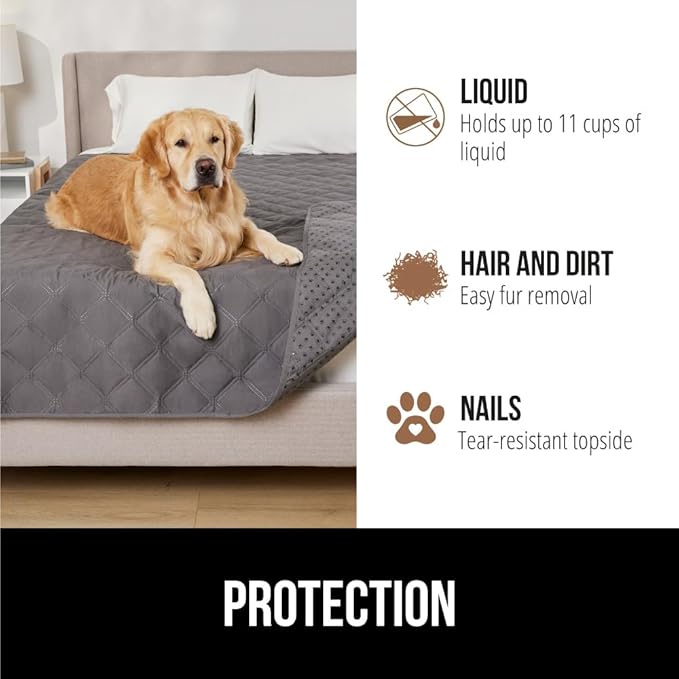 GORILLA GRIP Waterproof Dog Bed Cover, Pet Blanket for Furniture, Sofa, Couch, Crate, Car, Sofa Throw Essential for Cats and Dogs, Tear and Slip Resistant Leakproof Cushion Cover, 40x50 Charcoal