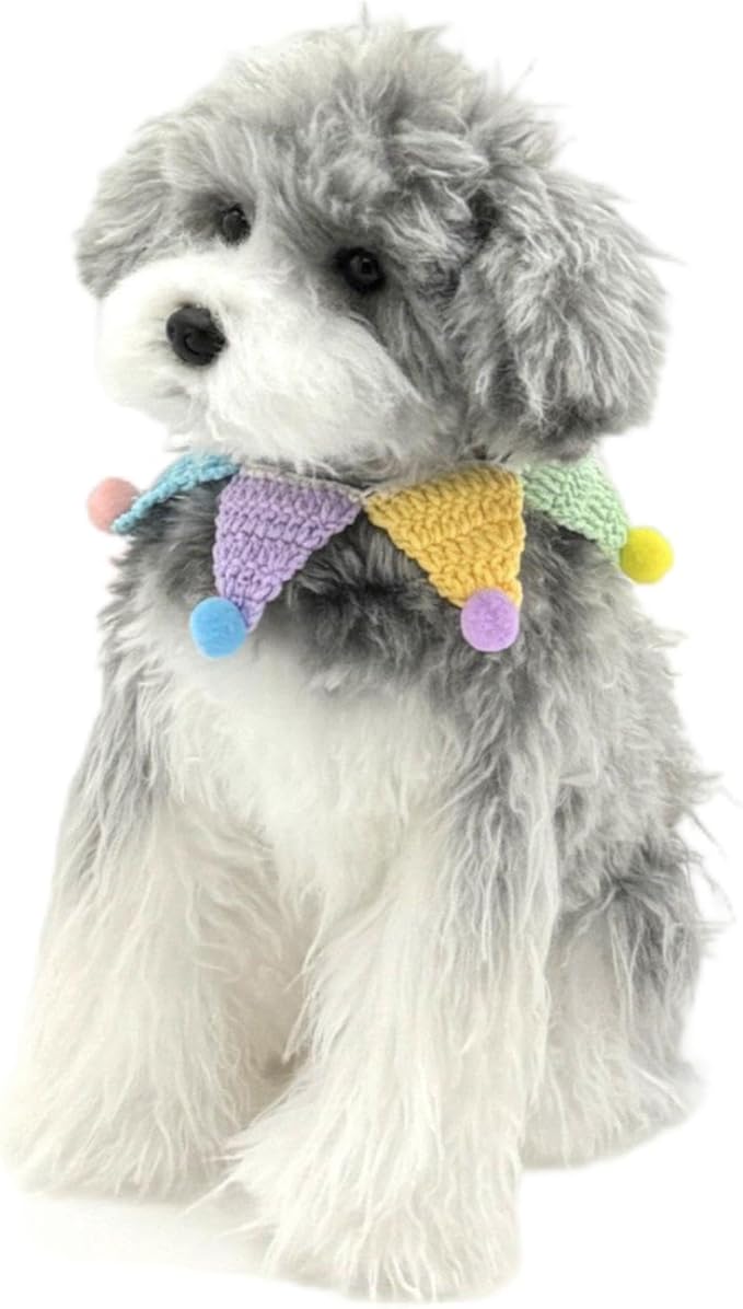 Knitted Dog Costume,Handmade Cat Birthday Costume,Dog Outfit and Birthday Decoration,Cute Cat Outfit,Rainbow Bandana,Adjustable Clown Costume