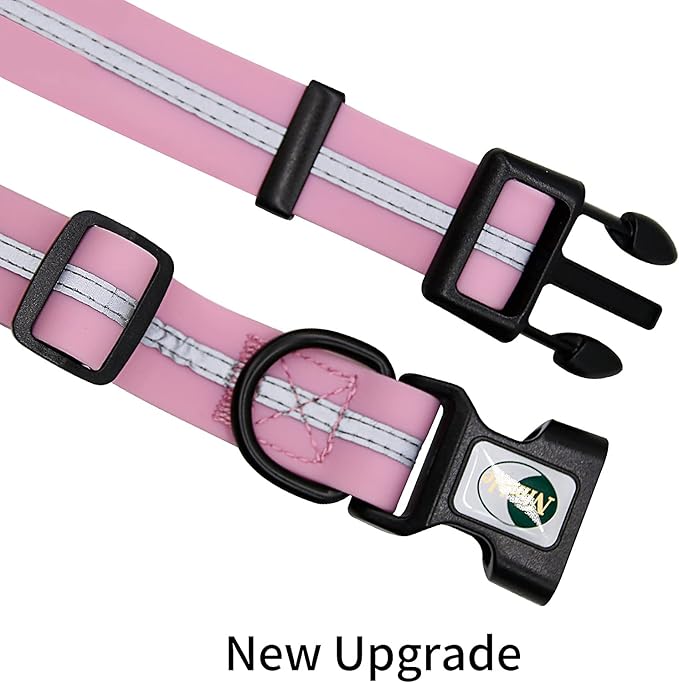 NIMBLE Dog Collar Waterproof Pet Collars Anti-Odor Durable Adjustable PVC & Polyester Soft with Reflective Cloth Stripe Basic Dog Collars S/M/L Sizes (Large (15.35”-24.8”inches), Lavender)