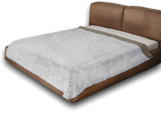 Waterproof Dog Bed Cover, Soft Plush Pet Blanket with Anti-Slip Back for Bed Couch Sofa, Furniture Protector for Small, Medium and Large Dogs and Cats (Magic Gray, 82"x120")