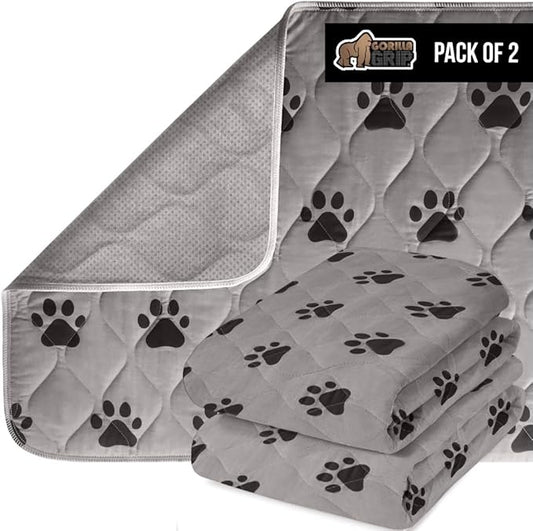 GORILLA GRIP Washable Puppy Pads, Slip Resistant Dog Crate Mat, Waterproof Cloth Pee Pad for Training Puppies in Playpen, Reusable Pet Incontinence Blanket, Protects Sofa, Furniture, 14x10 Pack of 2