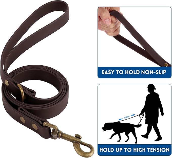 Wisedog Dog Collar and Leash Set Combo: Adjustable Pet Collars with Dog Leashes for Small Medium Large Dogs, Includes 1 Bonus of Poop Bag Holder (XL(Collar:16"- 25.5";Leash:6 ft), Brown)
