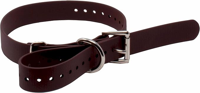Educator Biothane Dog Collar, Waterproof, Odorproof, Metal Buckle and D Ring, Adjustable for Custom Fit, Cool and Comfortable, for Small, Medium, or Large Dogs, 1-Inch, Brown
