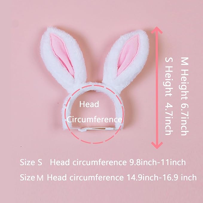 FLAdorepet Dog Rabbit Bunny Ear Headband Headwear Hat,Halloween Easter Cat Bunny Costume Outfits for Small Medium Large Dogs Pet Hair Accessories Apparel (M(Head Girth 12"), White)