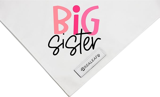 Realeaf Big Sister Dog Bandanas Pet Scarf for Large and Extra Large Female Dogs New Baby Announcement Pet Accessories Pregnancy Reveal Ideas (Big Sister, X-Large)