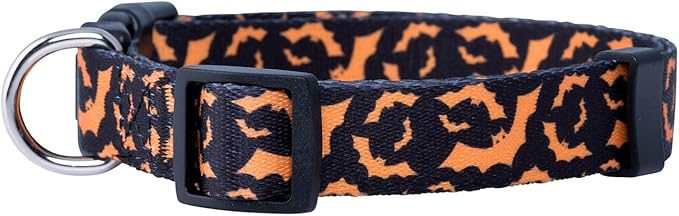 Native Pup Halloween Dog Collar- Spooky Fall Themed Horror Costume Collars- Skull, Pumpkin, Ghost, Bat, Witch, Candy Corn, Spider- Adjustable for Small, Medium, Large Breeds (Medium, Orange Bats)