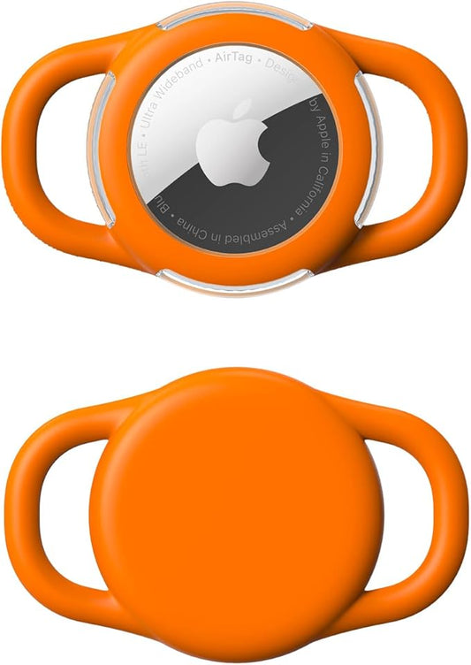 Waterproof Airtag Holder for Dog Collar, Soft Full-Body Protective Airtag Holder for Dog & Cat Collars, Ultra-Durable, Easy Installation, Lightweight Clear Airtag Case (Orange, Small)