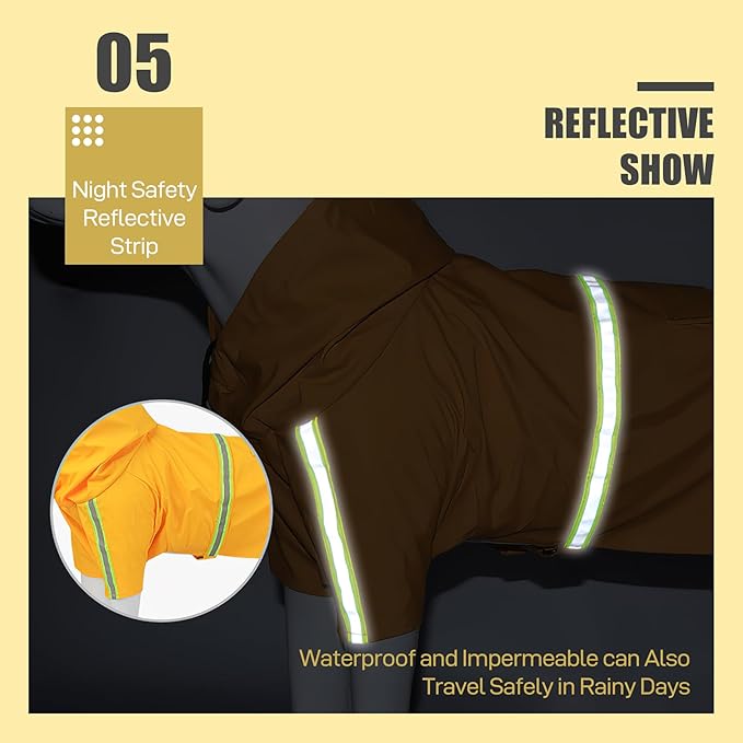 Large Dog Raincoat with Adjustable Hood & Full Coverage - Waterproof & Reflective