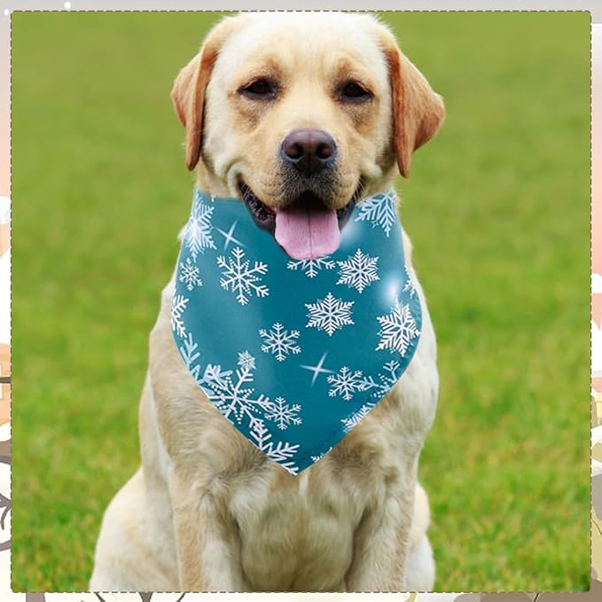50PCS Big Dog Bandanas Winter Bulk 33Inch for Large XL Breed Dog Snow Forest Ice PineTree Pattern Kerchief Triangle Bibs Head Scarves for Boys and Girls Grooming Accessories Costume