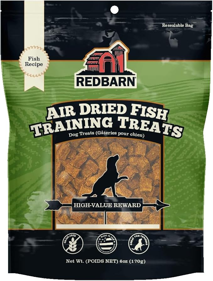 Redbarn Pet Products All-Natural Air Dried Fish Training Treats for Puppies & Dogs – Grain-Free Single Protein Rewards Made in USA for Small, Medium, & Large Breeds - 6 oz Resealable Bag, Pack of 1