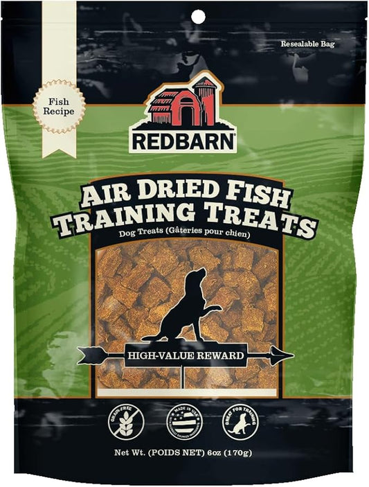 Redbarn Pet Products All-Natural Air Dried Fish Training Treats for Puppies & Dogs – Grain-Free Single Protein Rewards Made in USA for Small, Medium, & Large Breeds - 6 oz Resealable Bag, Pack of 1