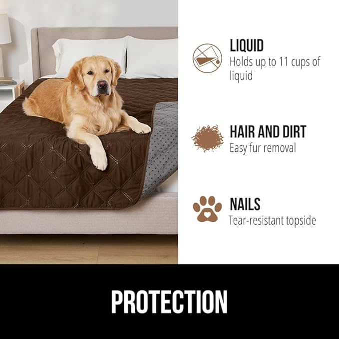 GORILLA GRIP Waterproof Dog Bed Cover 82x102, Pet Blanket for Furniture, Sofa, Couch, Crate, Car, Sofa Throw Essential for Cats and Dogs, Tear and Slip Resistant Leakproof Cushion Cover, Chocolate