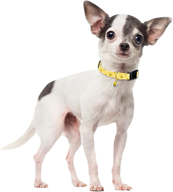 Cute Cotton Dog Collar for Small Medium Large Dogs Special Design Cute Yellow Bee Dog Collar for Boy Girl Dogs Soft Adjustable Bees Puppy Collars for Male Female Dogs Pet Collar