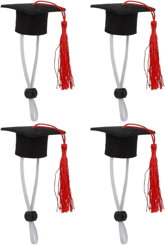 KESYOO 4pcs Red Small Dog Graduation Cap with Tassel Pet Graduation Accessories
