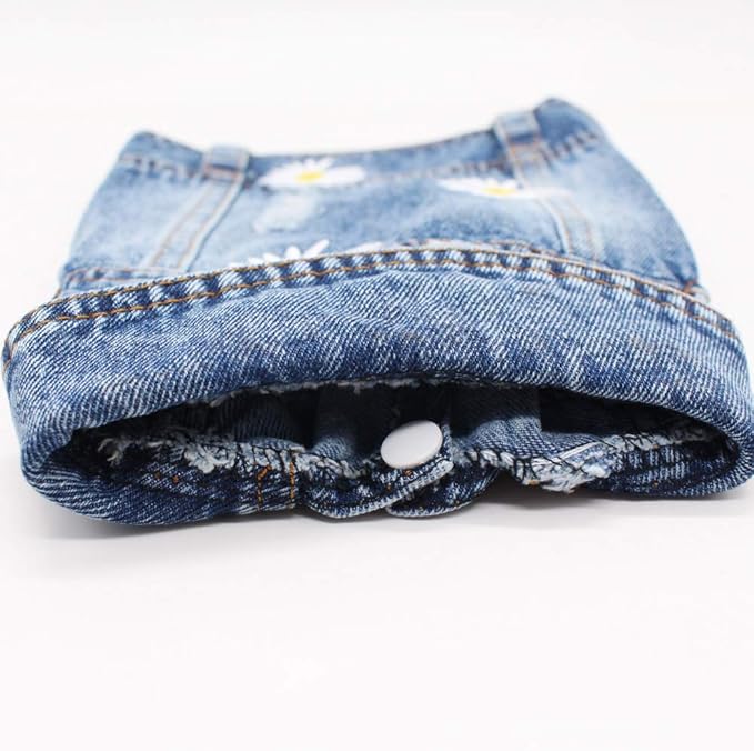 Pet Clothes Denim Dog Costume Summer Cowboy Vest Daisy Shirt Jeans Jacket Puppy Clothing for Chihuahua Yorkies