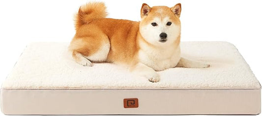 EHEYCIGA Orthopedic Dog Beds for Large Dogs with Removable Washable Cover for Crate, Camel, 35x23