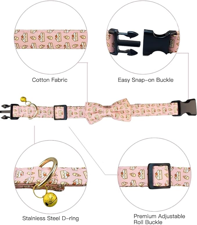 SuperBuddy Dog Collar, Adjustable Dog Collar with Bowtie, Pet Collar for Dog Soft Bowtie Dog Collars for Small Medium Large Pet