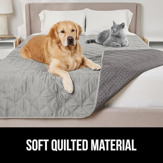 Gorilla Grip Waterproof Dog Bed Cover, Pet Blanket for Furniture, Sofa, Couch, Crate, Car, Sofa Throw Essential for Cats and Dogs, Tear and Slip Resistant Leakproof Cushion Cover, 30x70 Light Gray