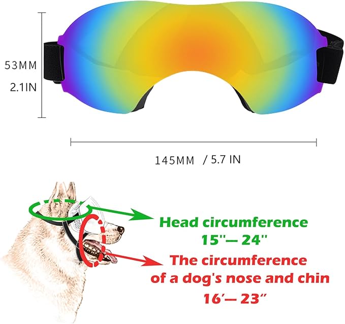 Large Dog Sunglasses, Dog Goggles with Adjustable Strap, UV Protection, Winproof, Snowproof