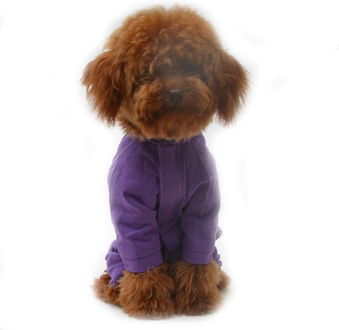 Lovelonglong Four Feet Dog Lightweight Pajamas, Pure Cotton Dog Jumpsuits 4 Legs Dog Onesies T-Shirt Stylish PJS Puppy Costume for Large Medium Small Dogs Purple XXXXL