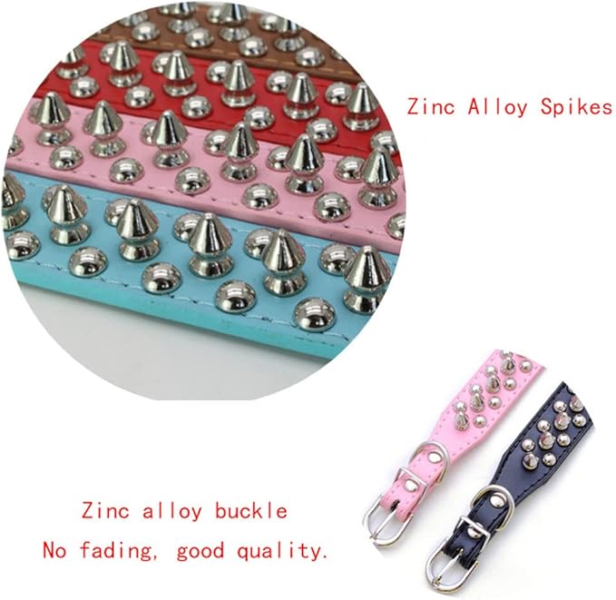 Yellow Puppy Collar with Spike, Mushrooms Rivet Spiked Dog Collar Anti-Bite Studded Protective Pet Neck Faux Leather Boy Cat Collars for XXS XS Small Medium Large Male Dogs Goat, S