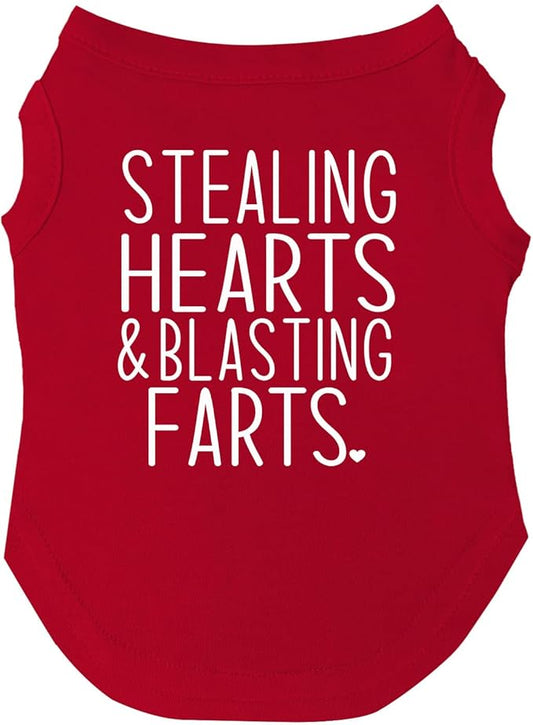 Stealing Hearts & Blasting Farts Valentine's Day Dog Tee Shirt Sizes for Puppies, Toys, and Large Breeds (Red, X-Large 983)