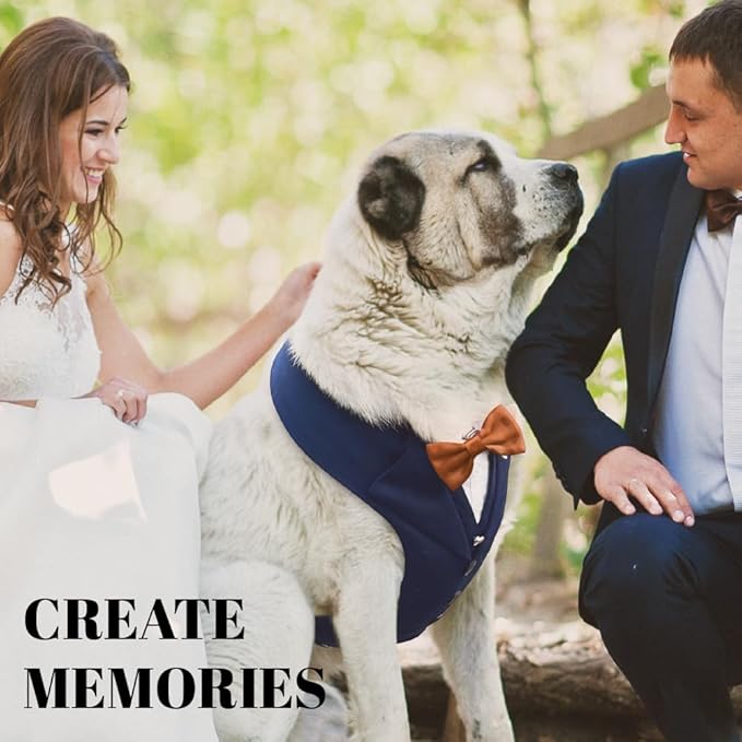 Dog Tuxedo for Wedding Outfit, Dog Suit and Tie Costumes for Birthday, Halloween, Cosplay, Christmas Party, Pet Formal Wear with Bowtie, Tux for Medium Large Dogs, Bulldog, Labrador, Husky