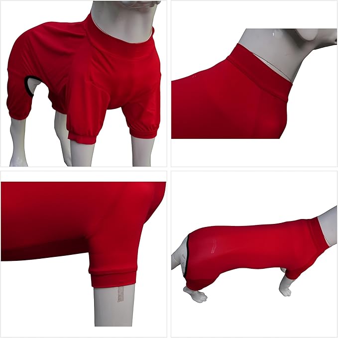 LoveLongLong Dog Jumpsuit with UV Protection and Quick-Dry Fabric for Spring Summer Pet Pajamas Red M