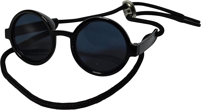 G016 Dog Cat Pet Round Sunglasses Goggles for Small Breed Dogs up to 15lbs (2-Pack Black +White)