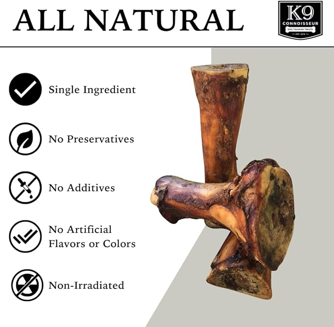 K9 Connoisseur Beef Marrow Large Dog Bones Long Lasting for Aggressive Chewers - USA Made Single Ingredient Champ Bones for Large Dogs Over 50 Pounds - 3 Pack