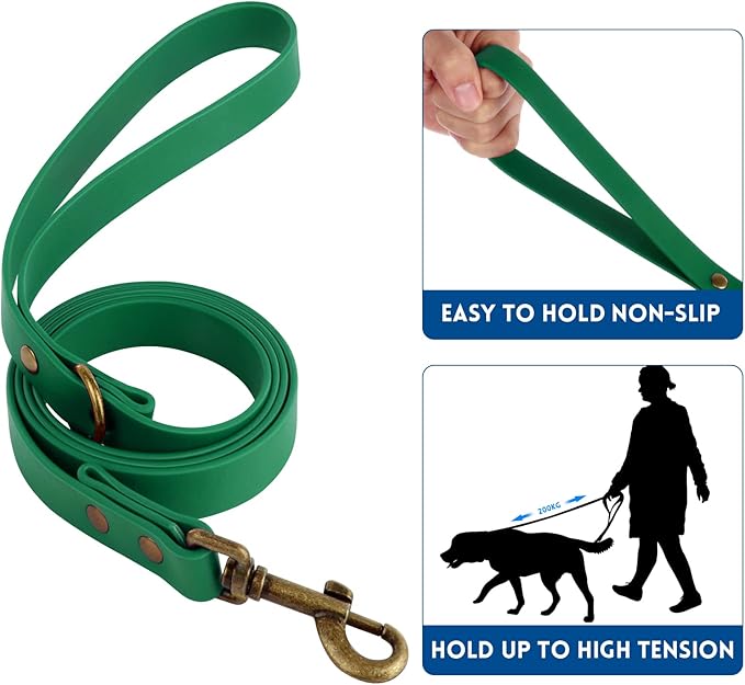 Wisedog Dog Collar and Leash Set Combo: Adjustable Durable Pet Collars with Dog Leashes for Small Medium Large Dogs, Includes One Bonus of Poop Bag Holder (XL, Deep Green)