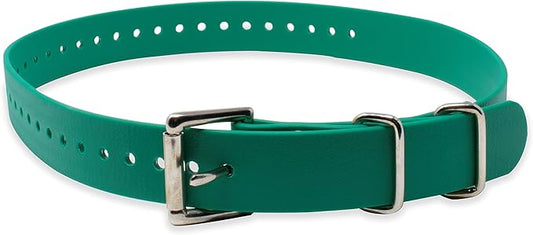 Educator Biothane Dog Collar, Waterproof, Odorproof, Metal Buckle and D Ring, Adjustable for Custom Fit, Cool and Comfortable, for Small, Medium, or Large Dogs, 1-Inch, Green