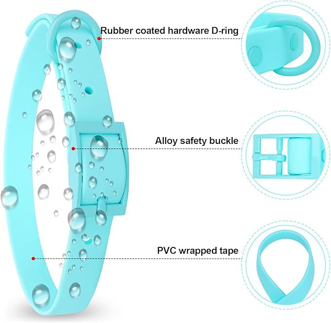 Waterproof Dog Collar with Coated Metal Buckle, Soft and Easy to Clean Soft Rubber Dog Collar, Adjustable Pet Collars for Small Medium Large Dogs