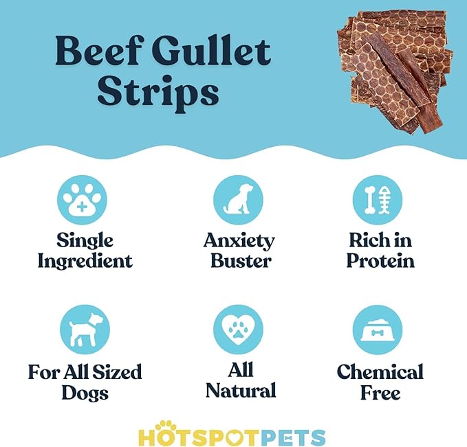 hotspot pets Beef Dog Treats Esophagus (6 Inches)(10 Pack) - 100% Natural Healthy Chews for Dogs - Meat Jerky Snack, Free of Preservatives, Hormones from Grass Fed Cattle