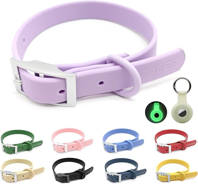 ZALER Waterproof Dog Collar, Adjustable Odor Proof Dog Collars Easy to Clean, Soft Comfortable Pet Collars for Large, Medium Small Dogs (Lilac Purple, XL(Length:18.3''-24.2''; Width:1''))