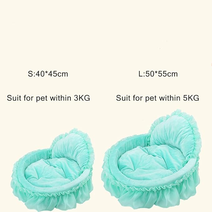 Cute Princess Pet Bed Bow-TIE Lace Cat Dog Bed (L, Green)