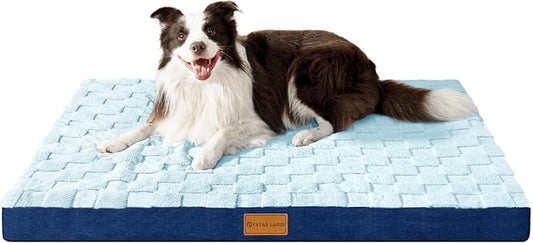 Patas Lague Orthopedic XXL Dog Bed for Extra Large Dogs 48''X30'', Waterproof Soft Warm Comfortable Egg Crate Foam Big Large Pet Beds Mat with Removable Washable Cover and Nonskid Bottom, Blue