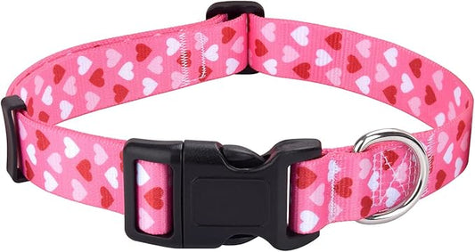 Dog Collar - Adjustable Heart Dog Collar - Love Theme - Perfect for Small Medium Large Dogs(Pink Heart,XS)