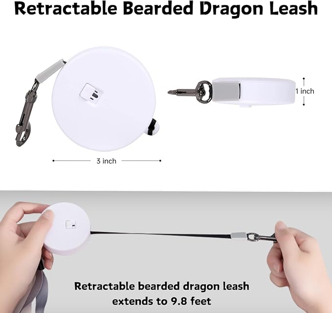 3 Pack Bearded Dragon Harness and Leash Set - Adjustable Soft Leather Lizard Harness with Retractable Leash Small Animal Traction Rope Walking Vest Accessories for Reptile Squirrel Rat (Black)