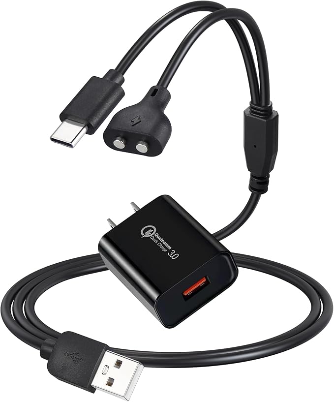 Dog Shock Collar Charger Cord for Jugbow DT-61 Dog Training Collar, 2-in-1 USB C and Magnetic Bark Collar Charging Cable with 18W Wall Charger for Dogs