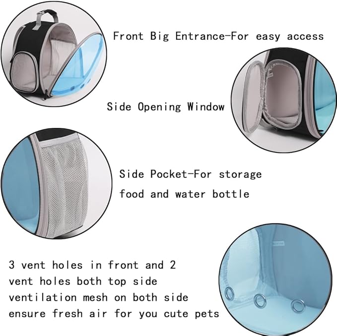 Bearded Dragon Travel Backpack with Harness and Leash Set,Lizard Backpack Travel Carrier,Space Capsule Clear Bubble Window Astronaut Reptile Carrier Backpack, Airline Approved