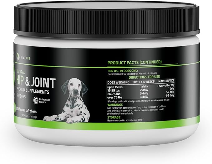 PointPet Glucosamine for Dogs, 50 Count - Hip & Joint Supplement - Dog Mobility Soft Chews Vitamin C & E - Flavour Duck and Pumpkin, Peanut Butter Formula