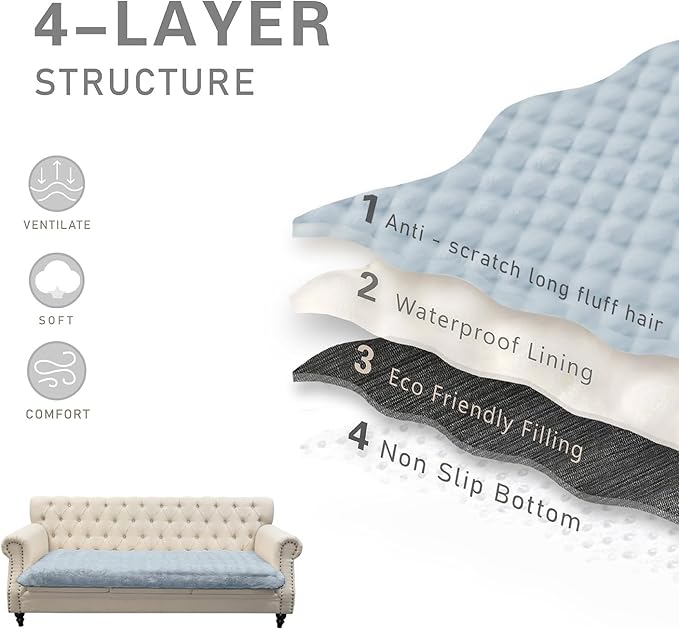 Waterproof Dog Bed Cover, Soft Plush Pet Blanket with Anti-Slip Back for Bed Couch Sofa, Furniture Protector for Small, Medium and Large Dogs and Cats (LightGrey-Bubble, 30"x80")