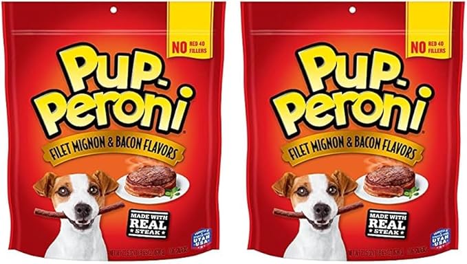 Pup-Peroni Dog Treats, Filet Mignon & Bacon Flavors, 22.5 Ounce, Made with Real Steak (Pack of 2)