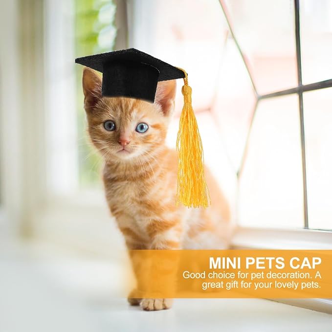 KESYOO 4pcs Mini Graduation Cap Pet Graduation Caps Small Dog Graduation Hats with Yellow Tassel Pet Graduation Costume for Dogs Cats Holiday Costume Accessory