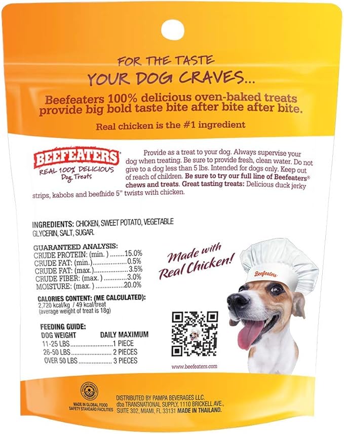 Beefeaters Sweet Potato Wrap with Chicken 40oz – Dog Treat. No Corn, Wheat, Soy or Gluten, Low Fat, Whole Muscle Jerky, Ideal for Training & Snacks