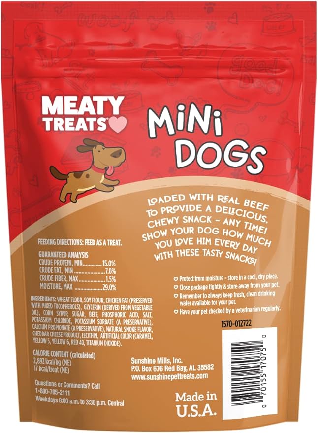 Meaty Treats Mini Dogs Beef & Cheese Flavor Soft & Chewy Dog Treats, 3-oz. (Pack of 8)