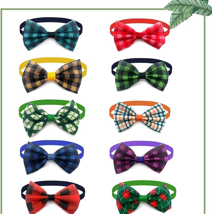 20 pcs Pet Dog Bow Tie Lattice Style Small Dog Pet Accessories Cute Grooming Products Dog Supplies (Mix Color)